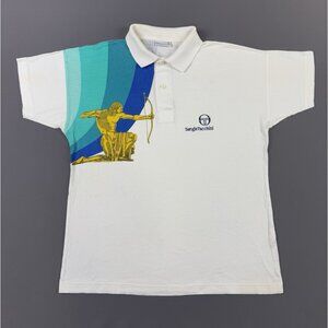Vintage Y2K Sergio Tacchini Polo Shirt Small Archer Logo Rare Designer Art